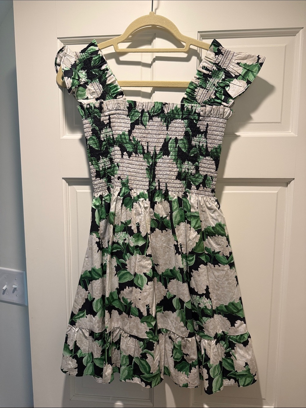 Hill House Home Green and White Hydrangea print nap dress